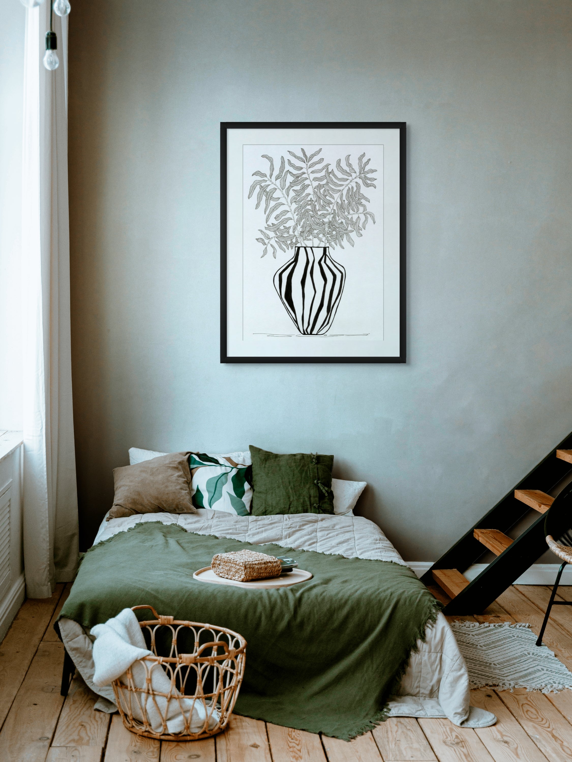 Zebra Vase – Limited Edition Archival Monochrome Ink Print