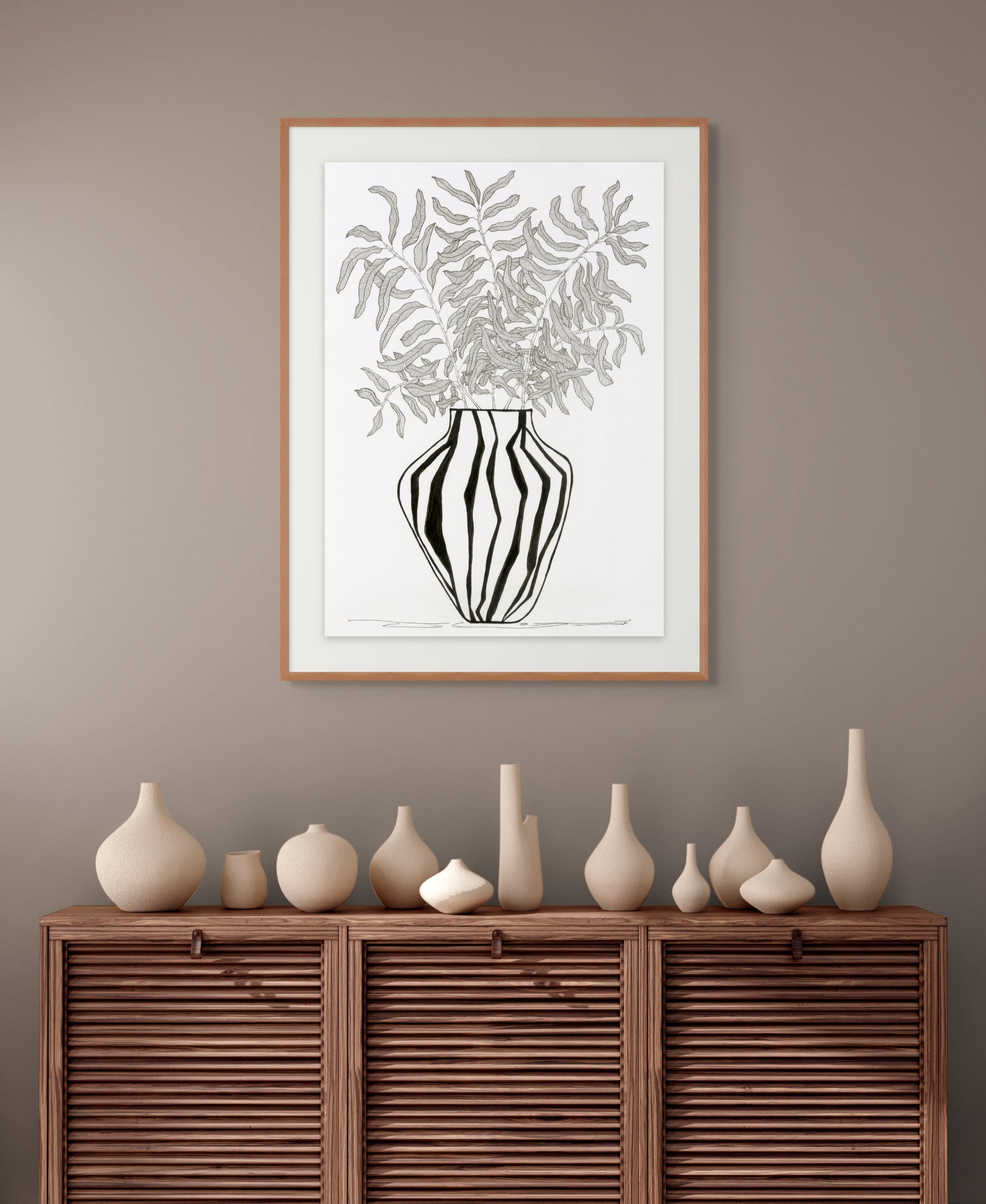Zebra Vase – Limited Edition Archival Monochrome Ink Print
